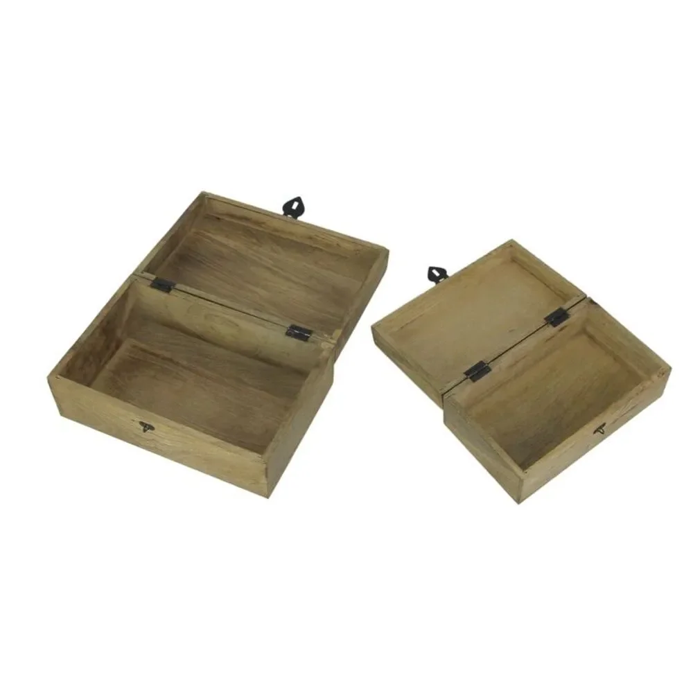 Set of 2 Hand Carved Marrakech Design Trinket Boxes Bohemian Decor